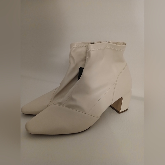 Women's Forever 21 ivory faux leather muss calf length boot Sz8M side zip - Picture 10 of 14